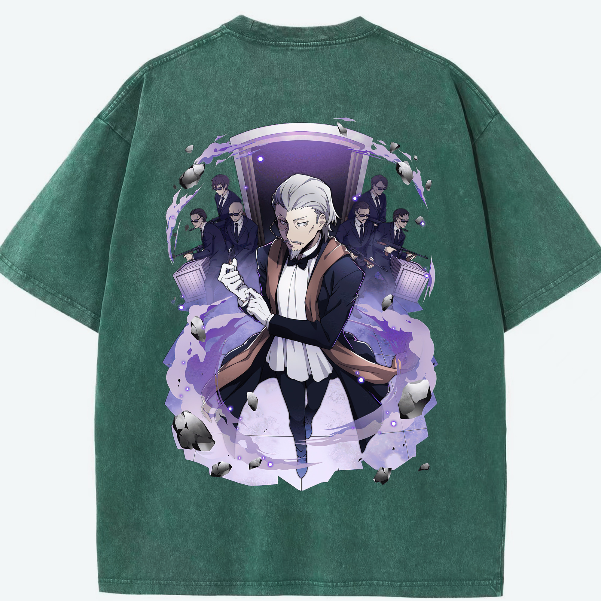 （画像用） 文豪ストレイドッグス Bungo Stray Dogs 綿100% ヴィンテージ風 半袖Tシャツ（背面プリント）